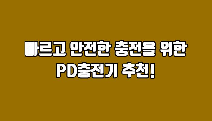 빠르고 안전한 충전을 위한 PD충전기 추천!