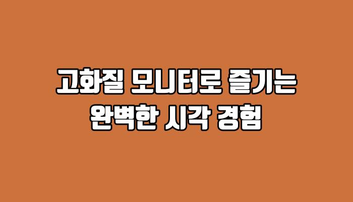 고화질 모니터로 즐기는 완벽한 시각 경험