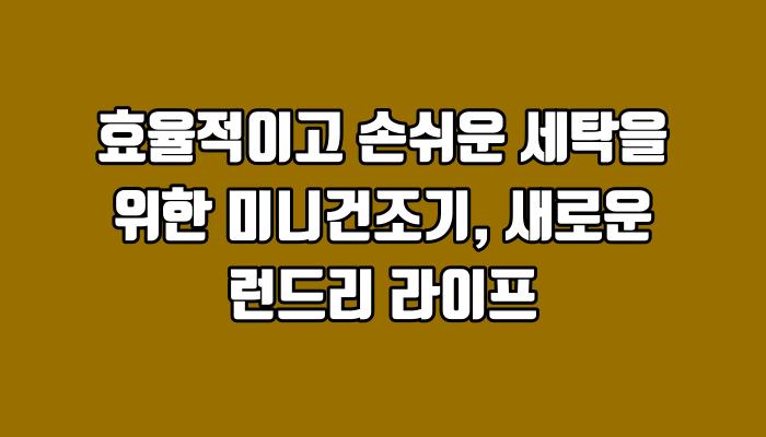 효율적이고 손쉬운 세탁을 위한 미니건조기, 새로운 런드리 라이프