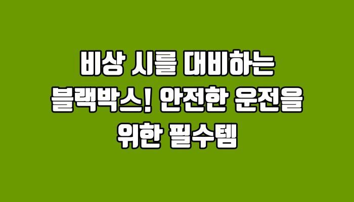 비상 시를 대비하는 블랙박스! 안전한 운전을 위한 필수템