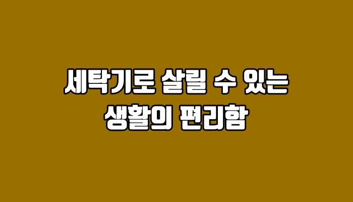 세탁기로 살릴 수 있는 생활의 편리함