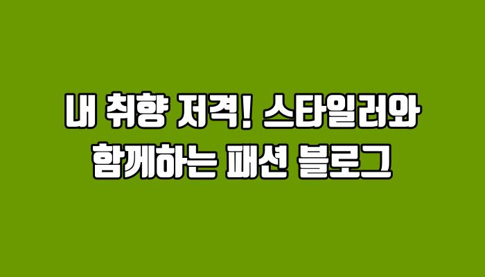 내 취향 저격! 스타일러와 함께하는 패션 블로그