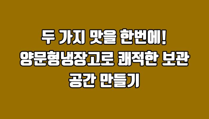 두 가지 맛을 한번에! 양문형냉장고로 쾌적한 보관 공간 만들기